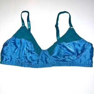 ARAKS willow silk semi-sheer cotton crepe bralette in Blue and Teal Size M